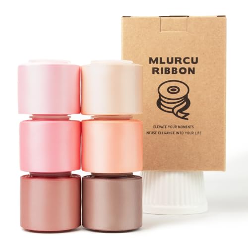 Mlurcu Pink Ribbon 1-1/2 Inch Pink Satin Ribbon Dusty Rose/Rose Gold/Nude/Peach/Pink Ribbons for Gift Wrapping Flower Bouq...