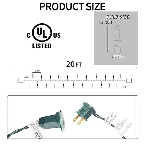 Dazzle Bright Multi-Colored Christmas Mini String Lights, 20FT 100 Count Incandescent Waterproof Fairy Lights Plug in, Con...