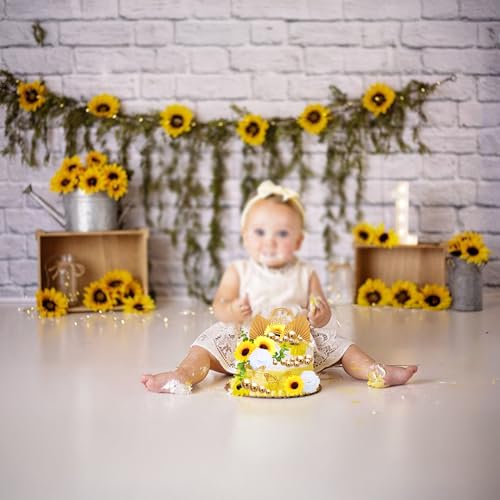Gyufise 54Pcs Artificial Sunflower Cake Decorations Acrylic Happy Birthday Cake Topper Butterfly Balloon Cake Toppers for ...