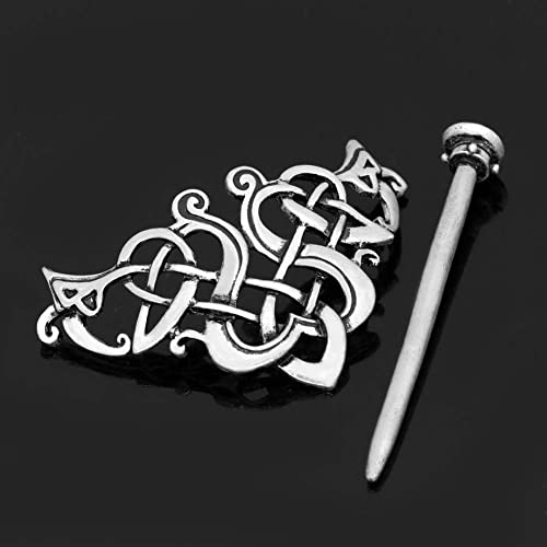 2 Pcs Viking Celtic Knots Clips Hairpin Hair Stick Accessories For Long Hair Women Girls Hair Accessories (Silver)