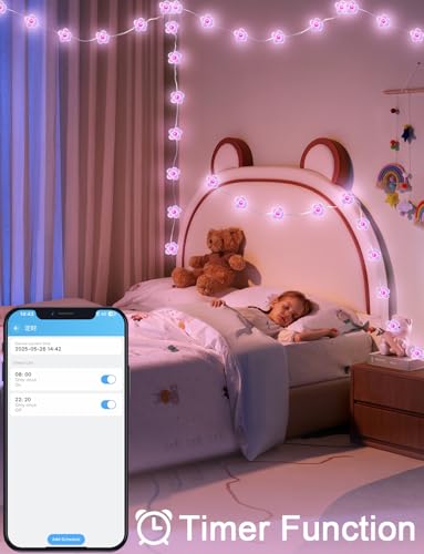 echosari Cherry Blossom Flower String Lights, 33ft 16 Million Color Chaning Fairy Lights Plug in APP & Remote Control DIY ...