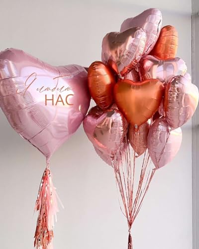 Lovoir 12 Pcs Red Heart Shape Foil Mylar Balloons 18 Inch Love Balloons for Valentine's Day Birthday Party Decorations Wed...