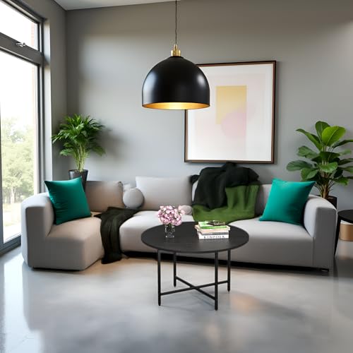 FAMIDGE Coffee Table, 23.6" Coffee Tables for Living Room, Round Coffee Table with Metal Frame, Floor Table for Sitting on...