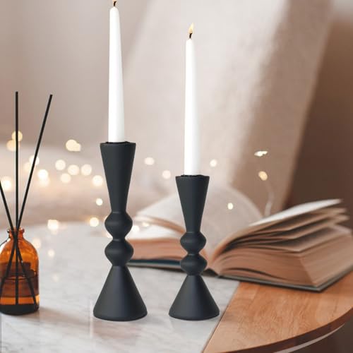 SDALI HOME Candle Holder Black Candlestick Holders,Taper Candle Holders Set of 2- Candle Sticks Holder Decor for Home,Smal...