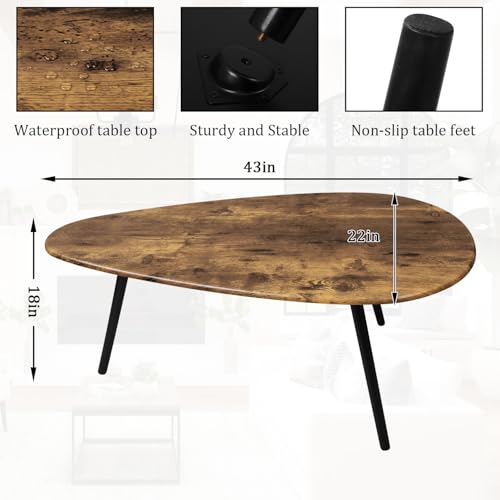 WDSHIYI Modern Coffee Table for Living Room Small Mid Century Coffee Tables Rustic Oval Coffee Tables Retro Accent Sofa Ce...
