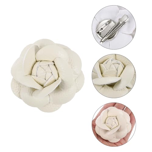 PATIKIL Flower Hair Clips, 2 Pack Camellia Hairpin Floral Brooches Pin Handmade Leather Flower Brooch for Lady Bridal Wome...