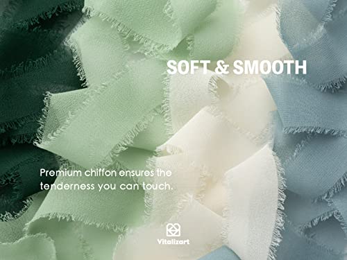 Vitalizart 1" x 27 Yd Chiffon Silk Ribbon Mixed Color Ribbons Set 3 Yd x 9 Rolls Fringe Fabric for Wedding Invitations Bri...