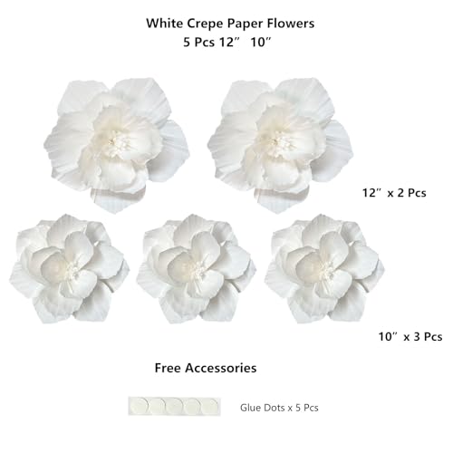 ANSOMO White Paper Flowers Artificial 3D Wall Décor Wedding Birthday Bridal Baby Shower Nursery Room Backdrop Table Center...