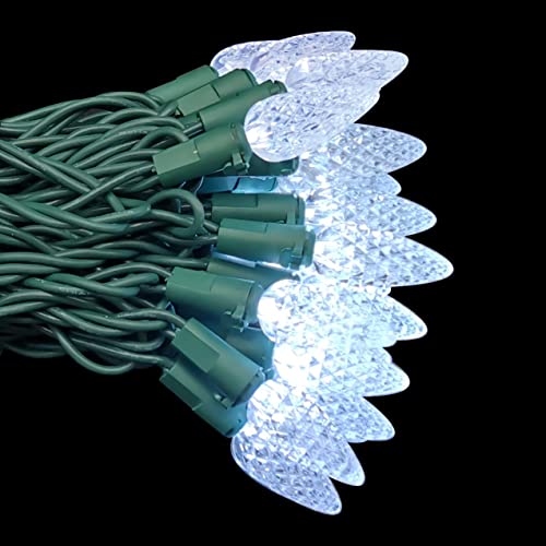 MXTCLM C6 Christmas Lights 50 LED Cool White Strawberry 18ft Waterproof String Lights for Outdoor Indoor Garden Yard Home ...