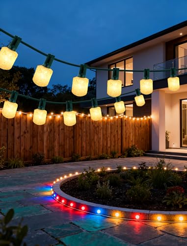 Adirxon Outdoor String Lights, 25FT T40 Retro LED Christmas Lights, Waterproof Warm White Patio Lights for Porch, Bistro, ...