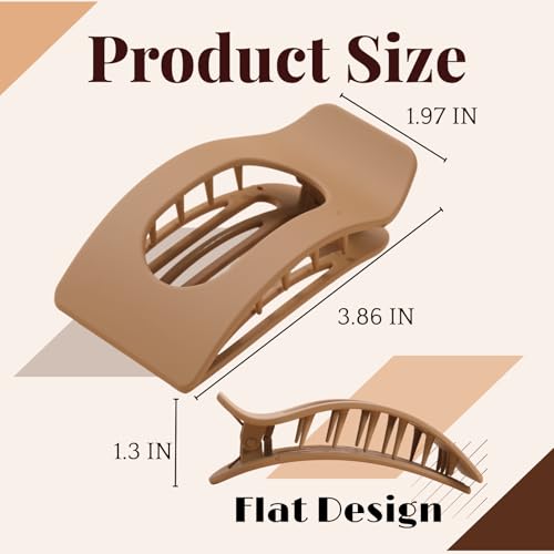 8 Pack Flat Hair Clips for Women – Large Matte Rectangle No-Slip Claw Clips, Strong Hold Square Hair Accessories for Thick...
