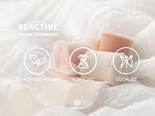 Vitalizart 1" x 27 Yd Chiffon Silk Ribbon Mixed Color Ribbons Set 3 Yd x 9 Rolls Fringe Fabric for Wedding Invitations Bri...