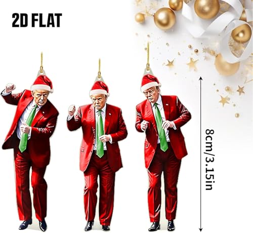 Donald Trump Christmas Ornament 2025 Set of 3 - Trump Ornaments for Christmas Tree, Trump Dancing Ornament, Trump Xmas Gif...