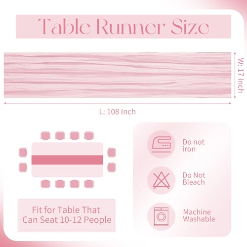 10 Pack Light Pink Cheesecloth Table Runner 17x108 Inch Boho Gauze Cheese Cloth Table Runners for Wedding Party Baby Showe...