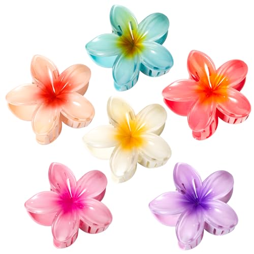 6 Pack Flower Hair Claw Clips for Women, Hawaiian Hibiscus Hair Clips, Cute Hair Accessories, Gifts for Women Girls