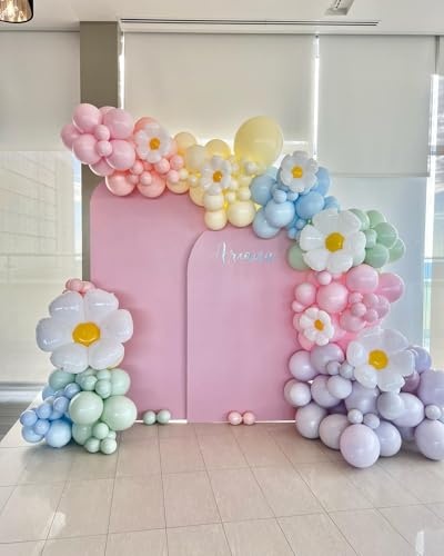 PTGOLUO Daisy Pastel Balloon Garland Kit 171Pcs Pastel Macaron Balloon Arch Kit with Daisy Flower Balloons for Birthday Ba...