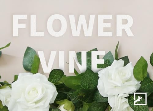 ZIFTY 5Pcs 32.5FT White Flower Garland Fake Vines Faux Artificial Floral Garland for Wedding Decortions Hanging Rose Ivy f...