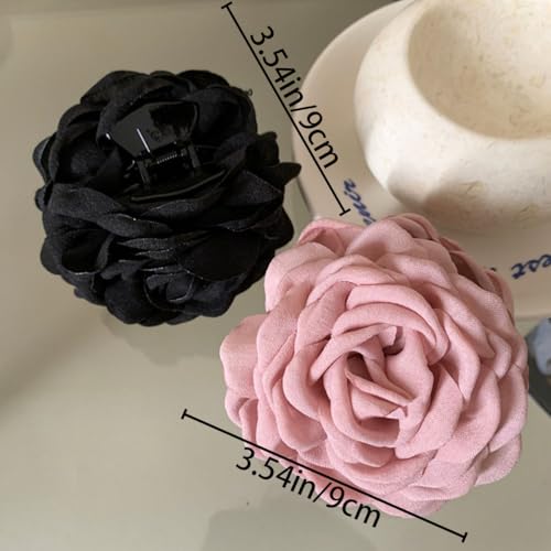 4 PCS Rose Flower Claws Clips Large Hawaiian Rose Hair Clips Floral Hair Clip Roses Hair Claw Hairpin Fabric Silk Hawaiian...