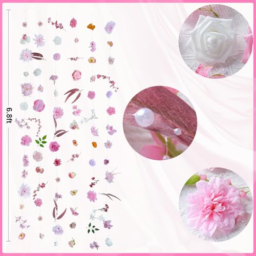 RIDDSEE Artificial Hanging Flower Garland 41.3ft Floral Vines Backdrop Wall for Wedding Party Events Spring Home Garden De...