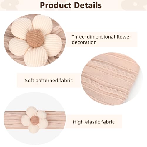 MIUXUESO 3 Pcs Baby Flower Headbands Baby Girls Nylon Headband Soft Hairbands Hair Accessories for Newborn Infant Toddler ...
