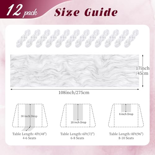 RealBox 12 Pack White Cheesecloth Table Runner 17x108 Inch Semi Sheer Boho Gauze Cheese Cloth Fabric Table Runners, for We...