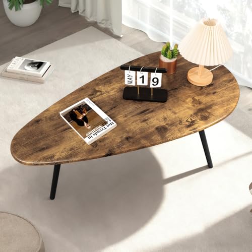 WDSHIYI Modern Coffee Table for Living Room Small Mid Century Coffee Tables Rustic Oval Coffee Tables Retro Accent Sofa Ce...