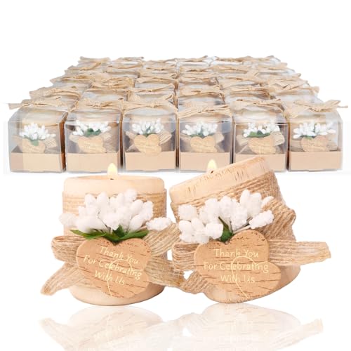 30 Pack Wedding Favors Wood Tealight Candle Holders, Bridal Shower Favors for Guests Bulk, Baptism/Baby Shower Centerpiece...