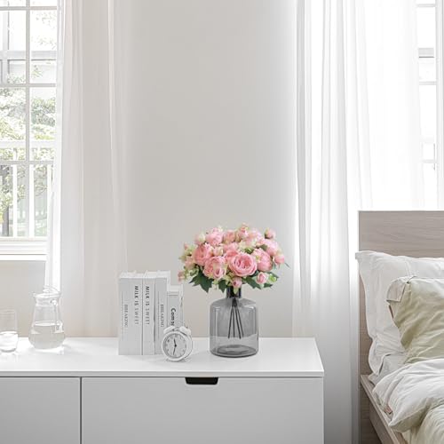 Mkono Peonies Artificial Flowers, Small Silk Flowers for Home Decor Indoor Fake Bouquet Faux Floral Arrangements Dining Ta...