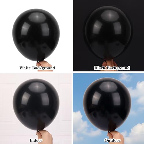 RUBFAC Black Balloons 65pcs, 12 Inch Party Balloon with Ribbons for Black History Month, Birthday, Wedding, Baby Shower, G...