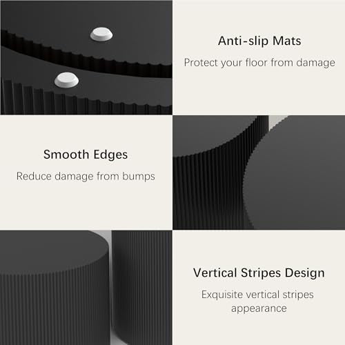 Furnivado Black Round Coffee Table Set of 2, Modern Wooden Nesting Coffee Tables for Living Room, No Assembly Required Cir...