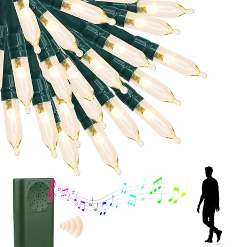 Green Convenience 33ft 100 LED String Lights,Battery Christmas Music Light Waterproof,Motion Sensor Christmas Lights with ...