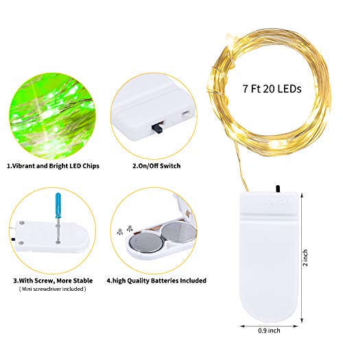 Brightown 12 Pack Multi Color Led Fairy Lights Battery Operated String Lights Waterproof Silver Wire 7 Feet 20 Led Firefly...