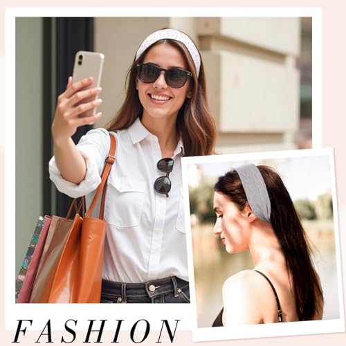 obeoby Floral Headbands for Women, Stripe Cherry Hairbands for Teen Girls Valentines Gifts Non Slip Cotton Fashion Hair Bands