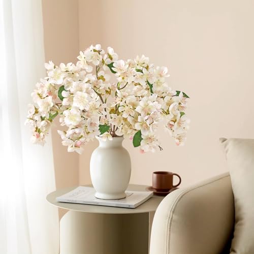 TOCHGREEN Artificial Cherry Blossom Branches 6PCS Fake Flowers Artificial Faux Silk Flowers Plum Tree Blossom Fake Plants ...