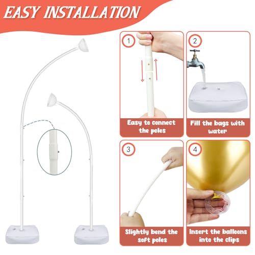 OurWarm 8.2FT & 6FT Balloon Arch Stand, Free Bending Top Balloon Arch Kit, Half Arch Balloon Stand with Base for Floor, Ba...