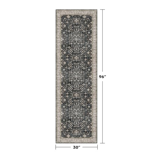 Dark Washable Long Runners for Hallways, 2'6"x8' Wide Kitchen Runner Rug, Entryway Indoor Rug, Non Slip Rubber Backing Boh...