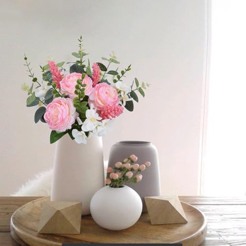 HO2NLE Artificial Silk Flowers Artificial Flowers Bouquets Pink Florals Arrangements Faux Peony Faux Flower Stems for Spri...