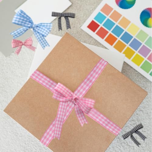 1 Rolls Checker Ribbon, 3/8 Inch x 50 Yards Checkered Ribbon, Woven Edge Check Ribbons, Polyester Woven Edge Ribbons for G...