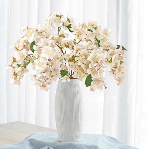 TOCHGREEN Artificial Cherry Blossom Branches 6PCS Fake Flowers Artificial Faux Silk Flowers Plum Tree Blossom Fake Plants ...