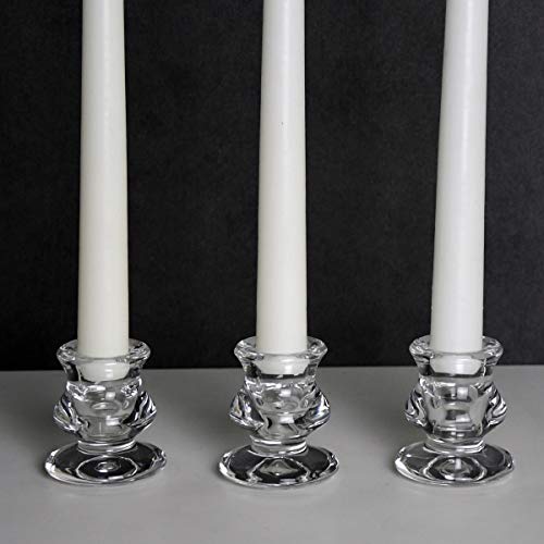 Clear Glass Candlestick Holders, Set of 2 Taper Candle Holders for Wedding, Decoration and Dinning