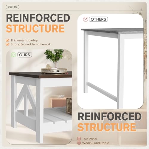 YESHOMY Farmhouse Coffee Table, Coffee Tables for Living Room, Farmhouse Square Coffee Table with Storage, Couch Table, Sm...