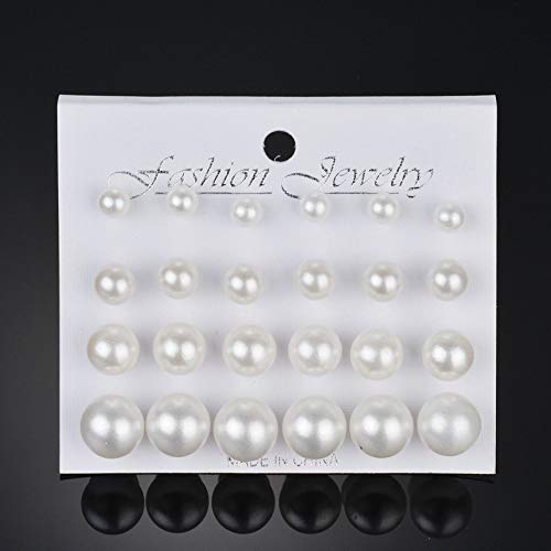 Pearl Earrings Studs for Women, White Pearl CZ Earrings Bridal Simulated Pearl Rhinestone Pearls Stud Earrings Jewelry Set...