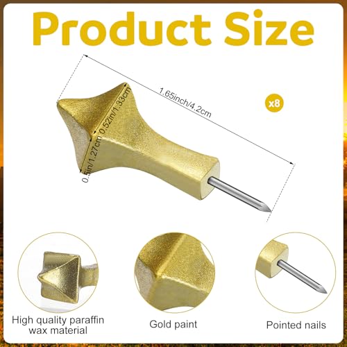 MorningRo 8 Pcs Easter Candlelight Vigil Service Accessory Gold Candle Nails Candlelight Candle Holders for Easter Church ...