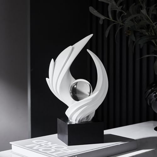 XYQXYQ Abstract Art Sculpture, Resin Gold Decorative Statue, Modern White Ornaments for Living Room, Decorativas Modernas ...