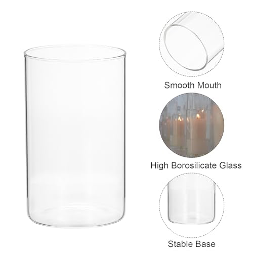 PATIKIL Glass Cylinder Vase, 2 Pcs 4.7" Tall and 3.3" Dia Flower Vase Floating Candle Holder Vase for Home Decor Wedding C...
