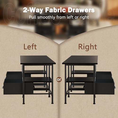 Furologee 35" Coffee Table with 2 Storage Drawers, Small Coffee Tables for Living Room, Modern Center Table with 2 Tier Sh...