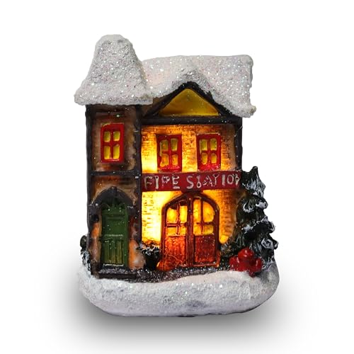 4'' Christmas Light Up Village Houses LED Lights Christmas Scene Display Resin indoor Christmas Decor Table Ornaments Xmas...