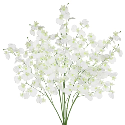 Villa Como Orchids Artificial Flowers, 6 Bunches Fake Silk Flowers for Decoration, Long Stem Real Touch Artificial Flowers...