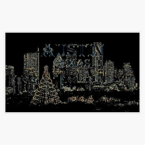 Colorful Christmas Lights Collection - Austin, Texas Magnetic Reusable Bumper Vinyl Sticker 5"