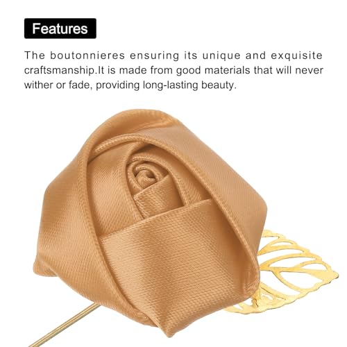 MECCANIXITY Groom Boutonnieres, Rose Boutonnieres Pins for Men Wedding Ceremony Anniversary Formal Dinner Party